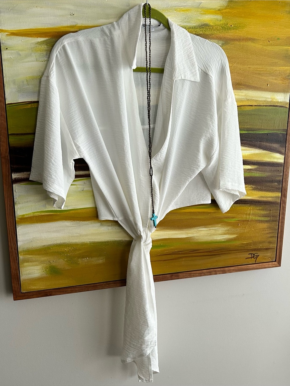 BIKINI VILLAGE Women's White Tie-Front Shirt - Classic Relaxed Fit